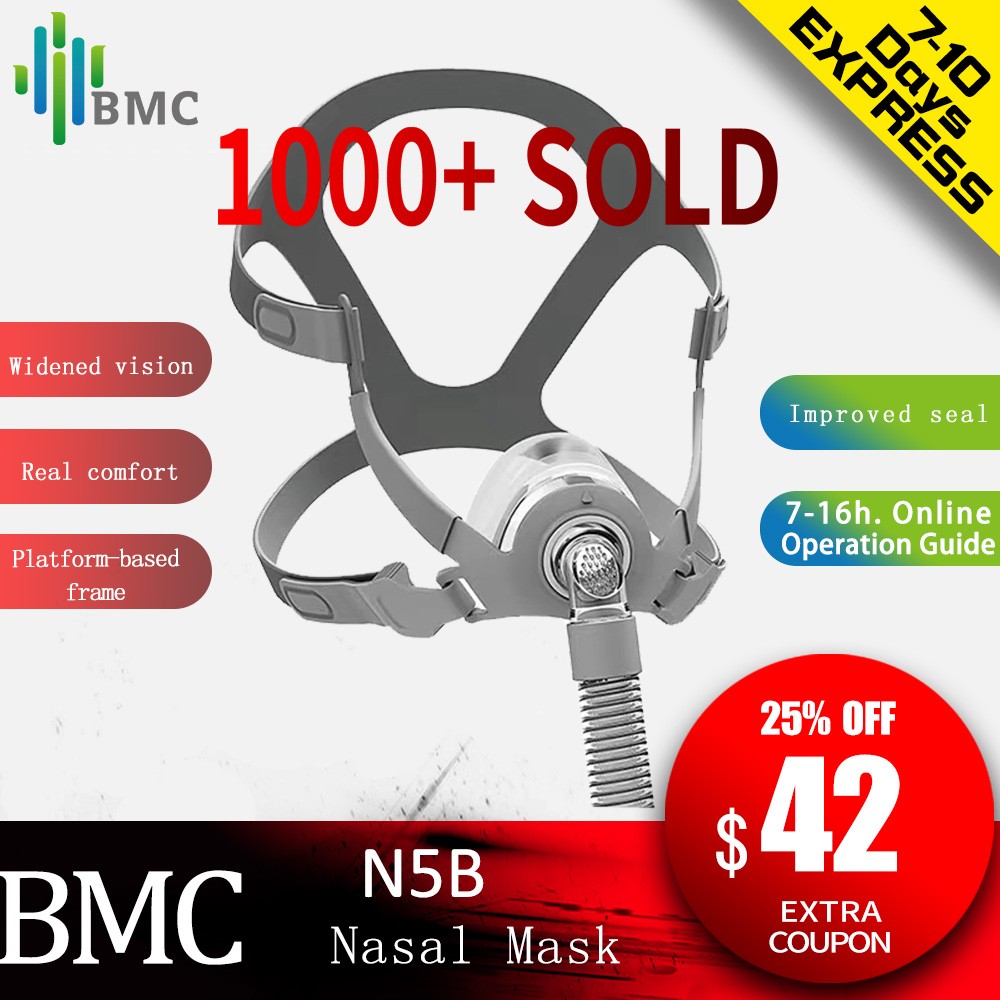 BMC NM2/NM4/N5B Nasal Mask CPAP Mask Sleep Mask With Headgear S/M/L Three Size Suitable For CPAP Machine Connect Hose And Nose