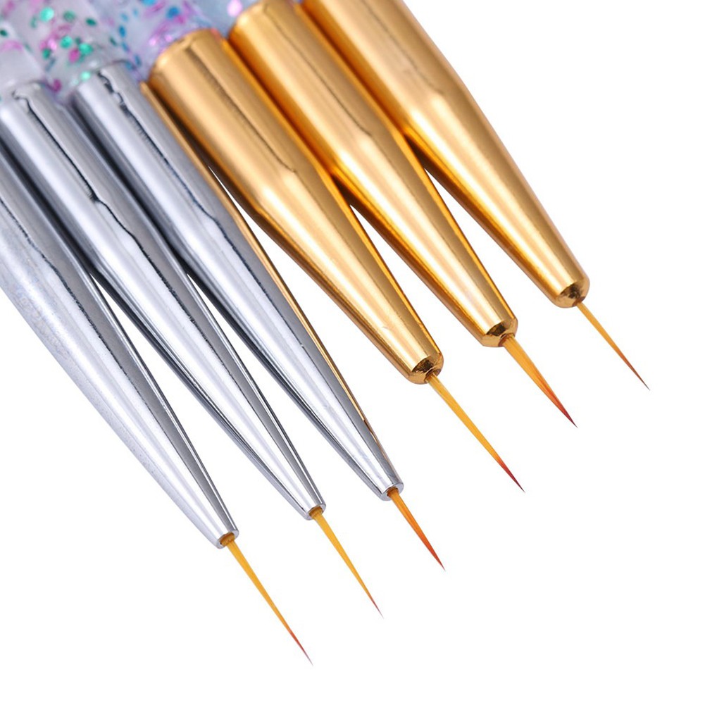 3pcs Acrylic French Stripe Nail Art Liner Brush Set Tips 3D Manicure Ultra-thin Line Drawing Pen UV Gel Brushes Painting Tools