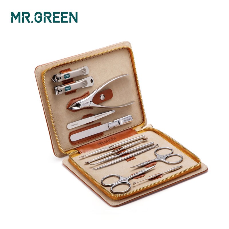 MR.GREEN FANTASTIC NAIL CARE SET WITH ALL NAIL TOOLS, 12 PIECES IN ONE KIT, nippers, scissors, files,