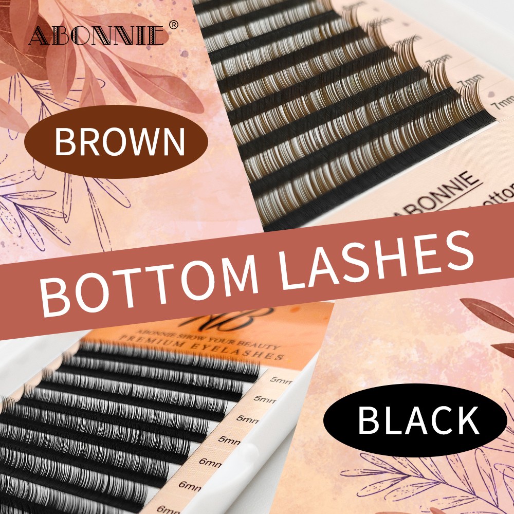 Abonnie bottom lashes matte black dark brown mink lashes tray lower eyelashes extension mixed lashes tray all size selous