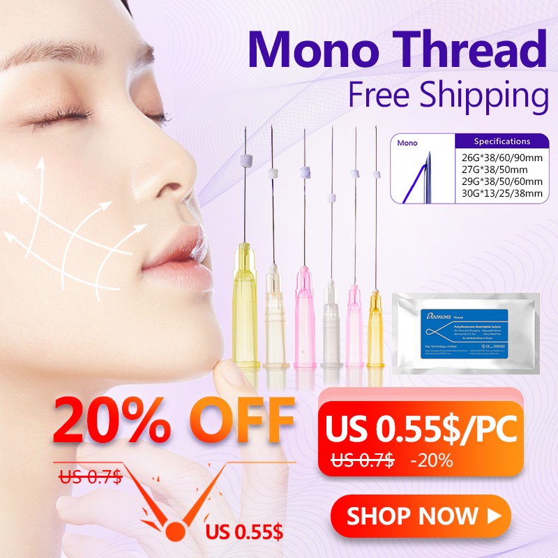 20pcs Hot Mono For Sale Hilos Tensores Faciales Fio Face Lift Nose Eye Brow Screw 26g 27g 29g 30g 38mm Facial Pdo Thread