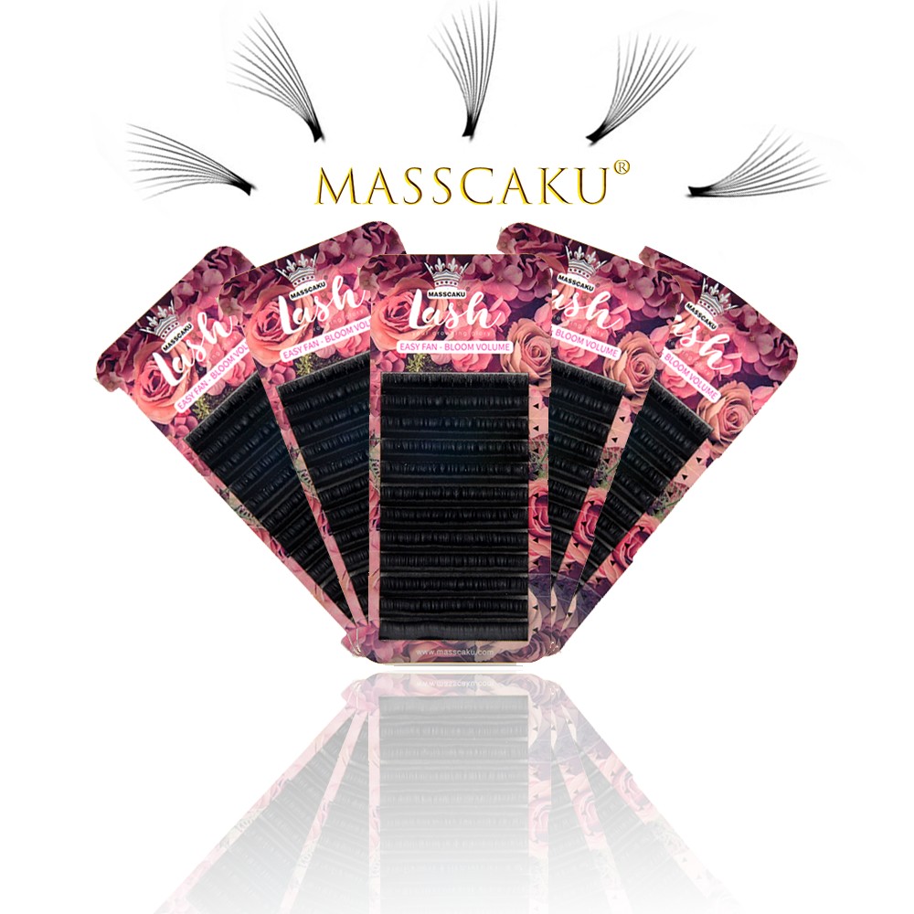 MASSCAKU Matte Easy Fan One Second Lashes Fast Blooming Eyelash Extension Natural Synthetic Mink Eyelashes Individual