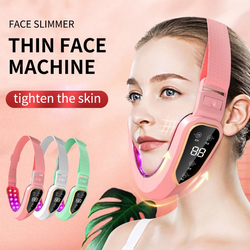 LED Photon Face Massager Vibration Slimming Face Massager Double V Shape Chin Face Lift Cheek Tightening Machine