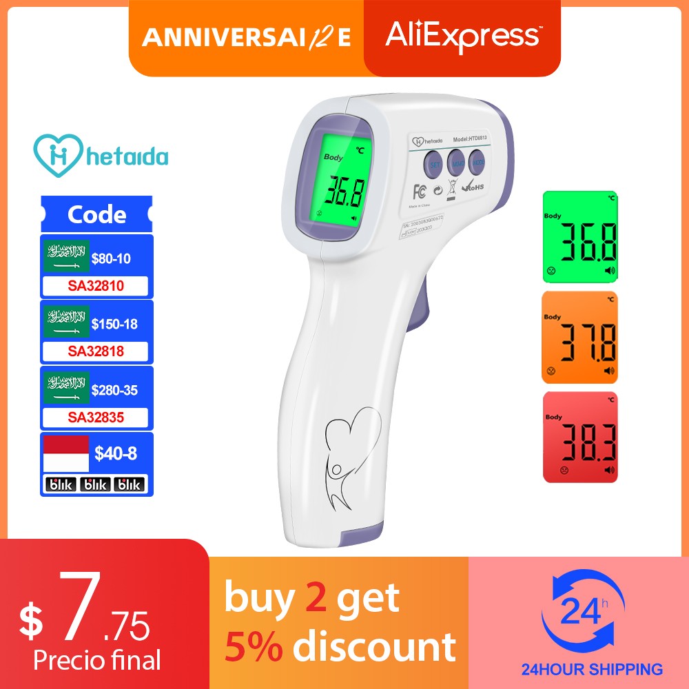 HeTaiDa Digital Infrared Forehead Thermometer Non-contact Body Temperature Measurement Digital Thermometer for Adult and Child 8813