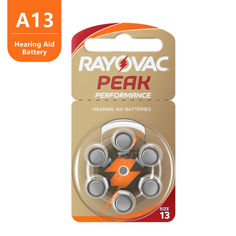 Hearing Aid Batteries 60pcs/10cards RAYOVAC Peak 1.45V 13A A13 13 P13 PR48 Zinc Air Battery for BTE CIC Rick OE Hearing Aids