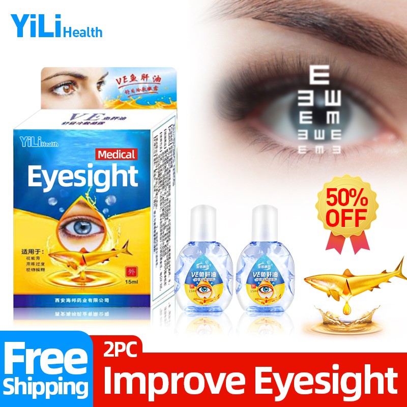 Improve eyesight 15ml high quality eye drops cod liver oil relieve blurred vision clean eye drop detox discomfort