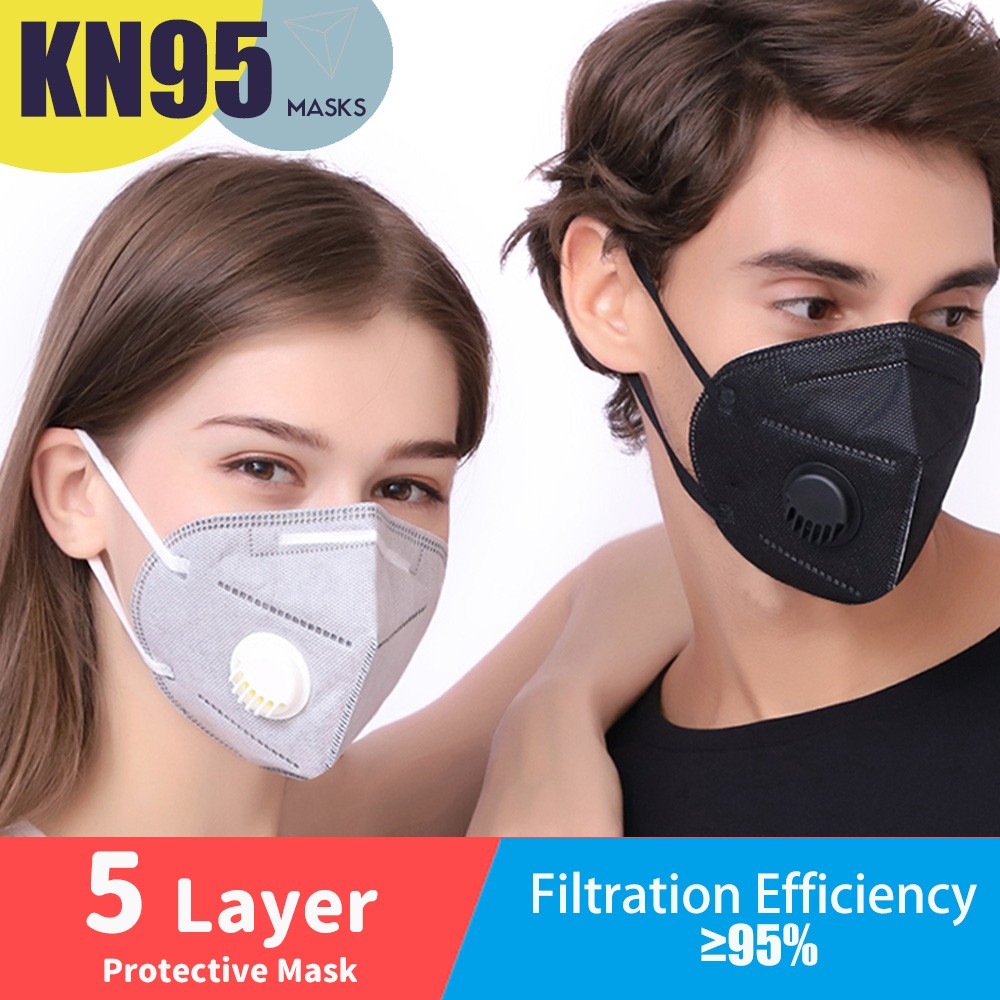 5 Layers Black KN95 Face Mask Unisex Mascarillas Masque with Air Valve Breathing Dust Mouth Masks Safety Pink FFP2 ffp3 маска