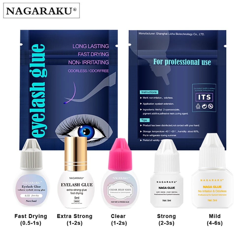 NAGARAKU Eyelash Extension Adhesive Glue Strong Fast No Irritation Mega Volume Lashes Hold Ultra Bonding Long Retain Fast Dry