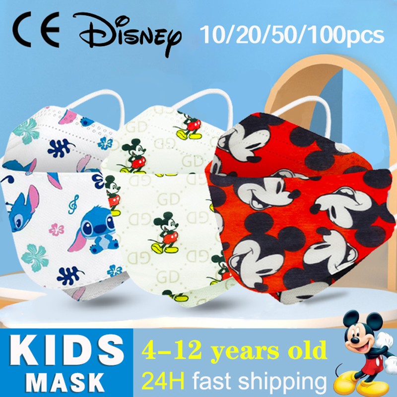 Disney Mickey Stitch Children Kn95 Face Mask 4 Layers Dust-proof Breathable Reusable For Boys Girls Kawaii Ffp2 Mouth Mascarilla