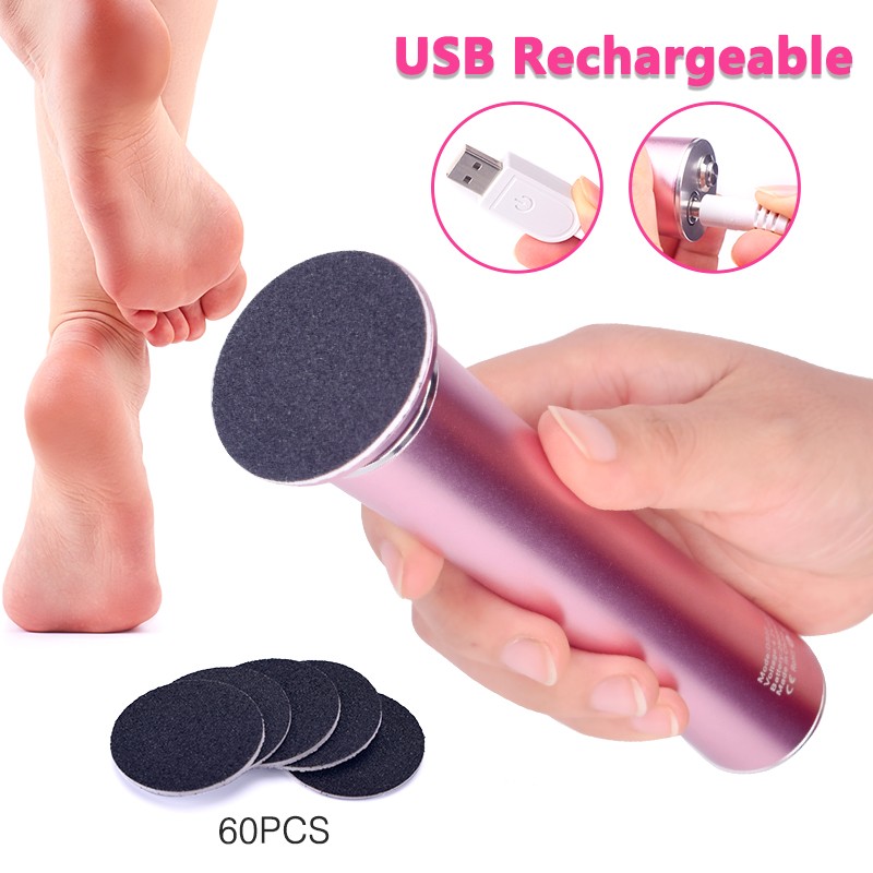 USB Rechargeable Wireless Electric Foot Cuticle File Callus Removal Machine Tools Pedicure Foot Heel Care Tool With Emery