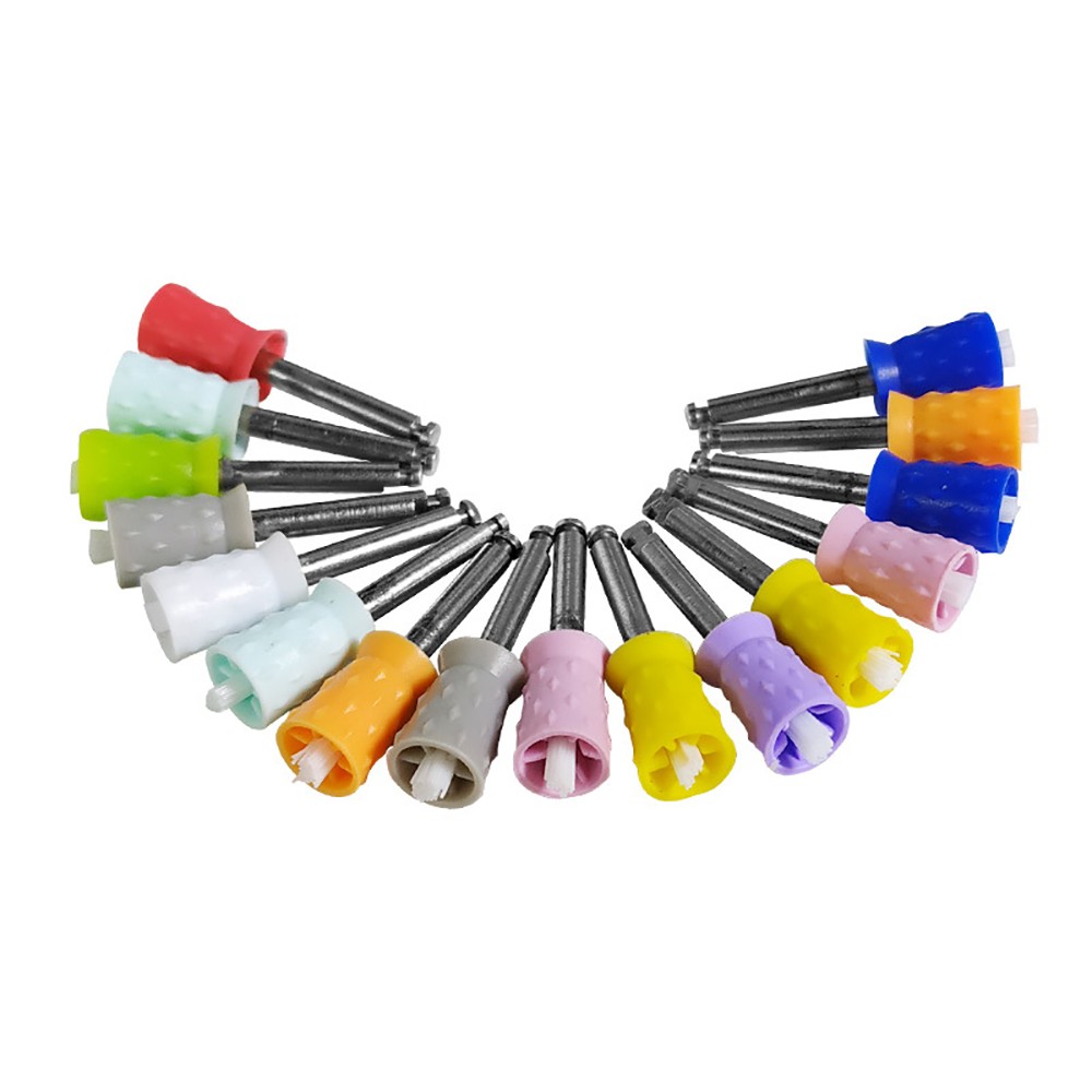 100pcs/box Dual Use Dental Polishing Cup 15000rev Soft Rubber Prophy Latch Type Polisher Brush Colorful Nylon Dental Polisher