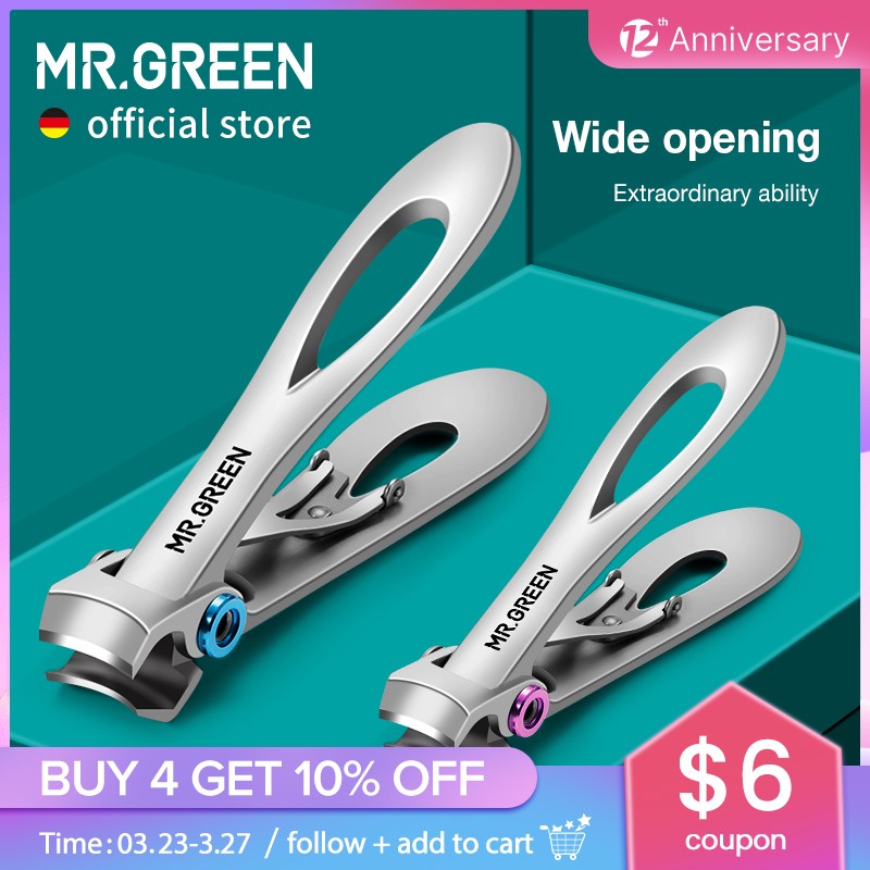 MR.GREEN Nail Clippers Stainless Steel Two Sizes Available Manicure Toenail Cutter Thick Steel Toenail Scissors Tools