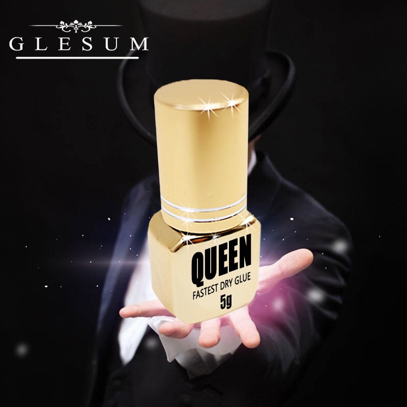 Glesum-Glue Queen Dry 0.5 Seconds New Product High Quality Latex Free Gold Bottle Irritant Eyelash Extension Makeup Adhesive
