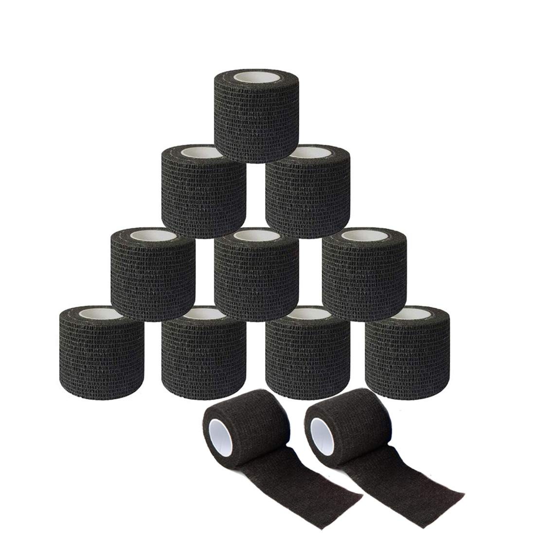 Black EZ Disposable 2''x5 Yards Grip Tattoo Cover Wrap Waterproof Self Adhesive Tape Roll For Tattoo Machine Grip Tube