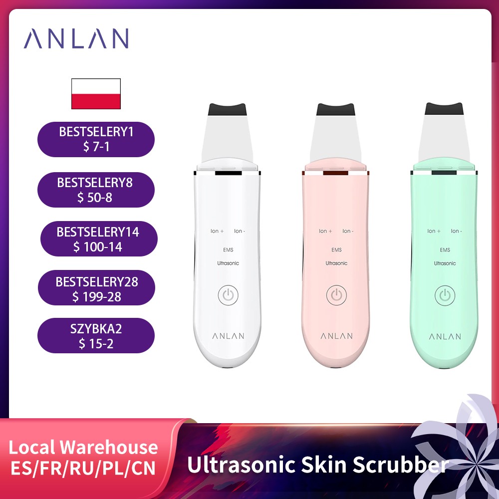 ANLAN Ultrasonic Skin Scrubber Deep Facial Cleaning Shovel Peeling Shovel Face Pore Cleaner Facial Skin Scrubber