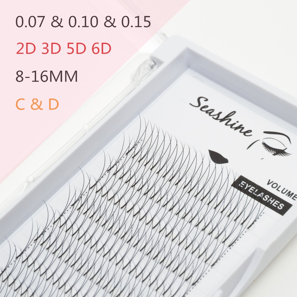 Seashine Silk Premade Russian Volume Fans Soft 2d/3d/4d/5d/6d Eyelashes Long Stem Lash Pre Made Eyelash Extensions