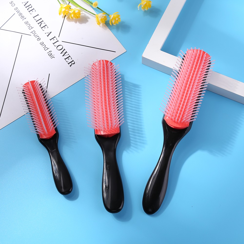 9-Rows Detangling Hair Brush Denman Detangler Brush Scalp Massager Straight Curly Wet Hair Comb for Women Men Home Salon