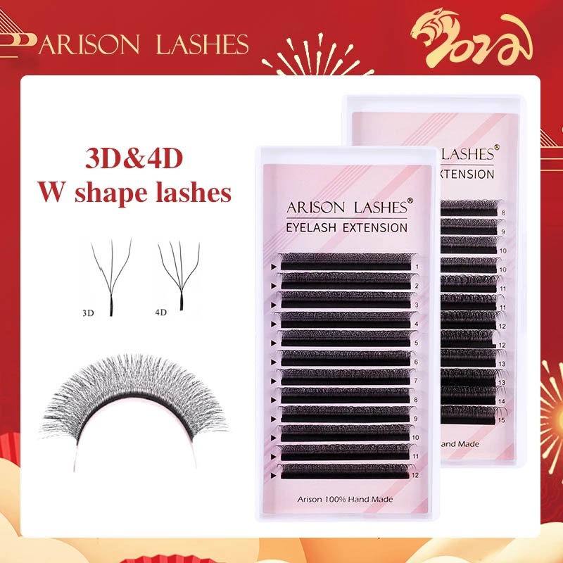 Eyelashes Extension W Shape 3/4D Pre-made Volume Fans w Style Lashes Faux Mink Soft Easy Fan Natural Ariosn Lashes