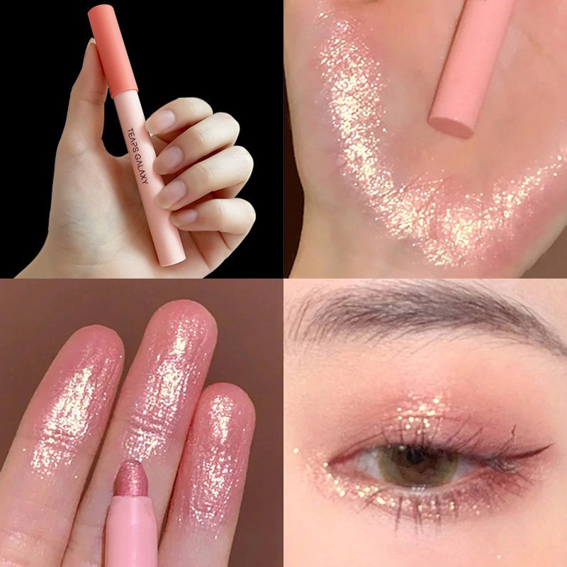 Diamond Glitter Eyeshadow Eye Liner Gel Pencil Makeup Liner Long Lasting Matte Pink Silkworm Champagne Gold Eyeliner Pen