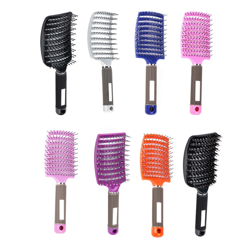 Scalp Massage Comb Women Salon Nylon Bristles Curved Ventilation Curved Hair Brush Scalp Massage Comb Hair Styling Tools