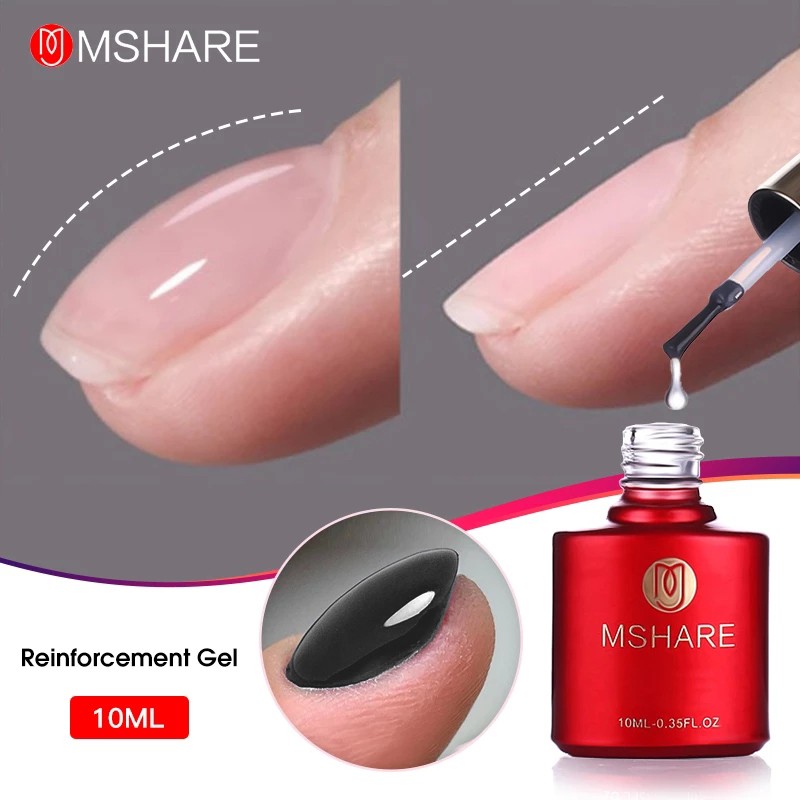 MSHARE Strengthening Gel Self Leveling Builder Nail Apex and C-Curve Builder Reinforcement Alignment Base Top Soak Off 10ml in Bottle