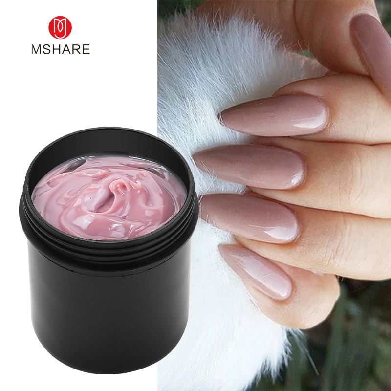 MSHARE Gel Builder Gel Nail Extension Gel 150ml Cream Medium Soft Cover Shade Pink White Fast Extension UV Nail Hard Gel