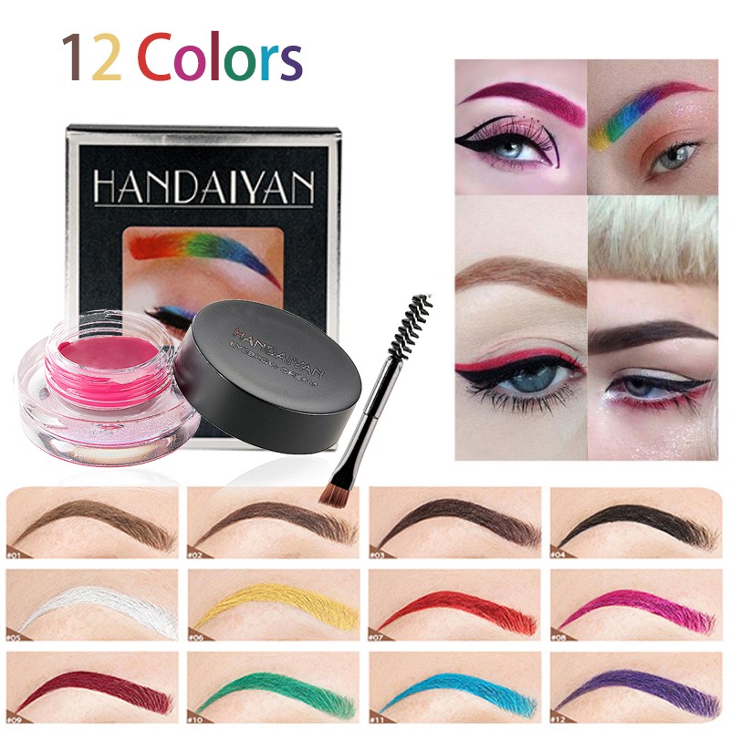 12 Colors Super Waterproof Eyebrow Cream Professional Black Color Eyebrow Gel Eyebrow Tint Long Lasting With Makeup Brush