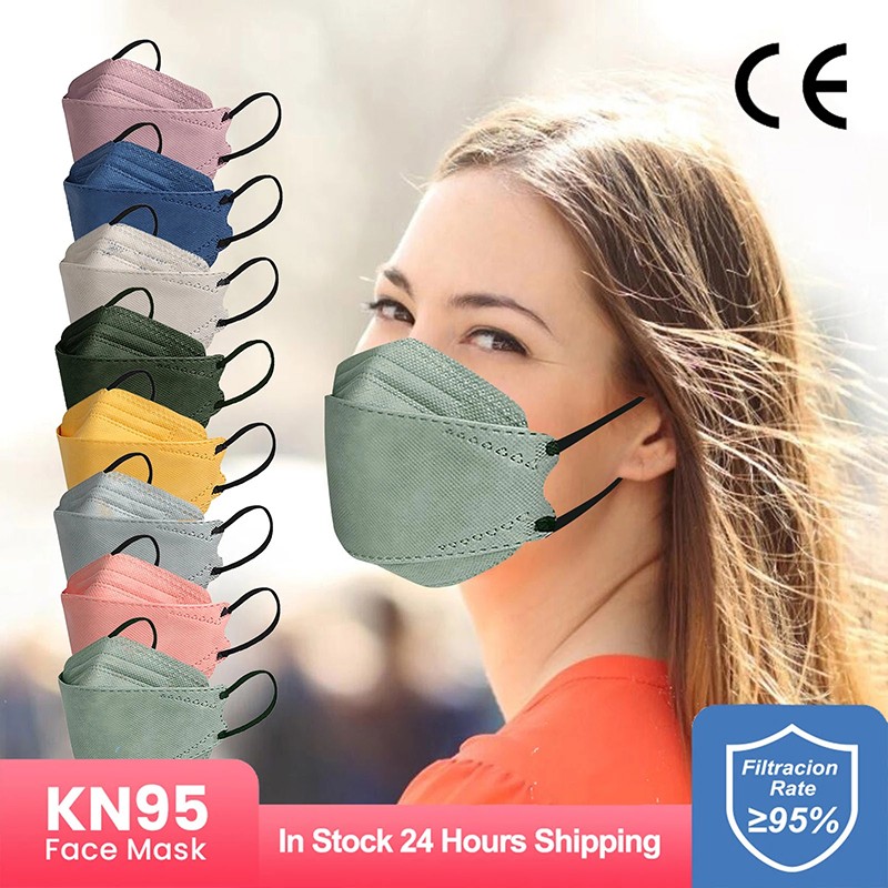 Adult KN95 Face Mask Disposable Face Mask 4-layer Non-woven Dust Fpp2 Mascara Fabric Disposable Black Face Mask FFP2 Mask