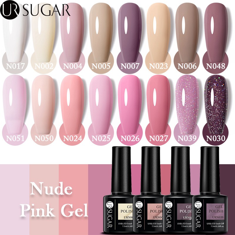 UR SUGAR 7.5ml Nude Pink Gel Nail Polish Soak Off UV LED Semi Permanent Gel Varnish All For Nails Art Design Manicure