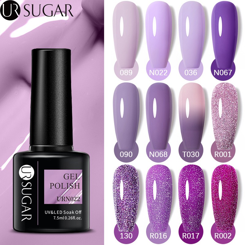 UR SUGAR 7.5ml Purple Series Gel Nail Polish Reflective Laser Gel Glitter Semi Permanent Lamp Varnish Soak Off Nail Art Design