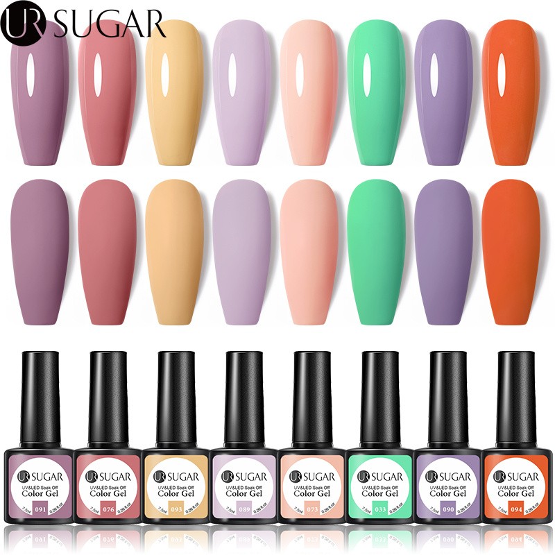 UR SUGAR 7.5ml Spring Cream Colorful Gel Nail Polish Purple Pink Solid Nail Art Semi Permanent Soak Off Gel All For Manicure