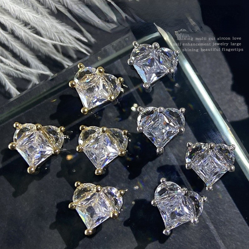 3pcs explosive manicure light luxury big diamond love hand inlaid zircon texture super flash wedding nail full of diamond nails