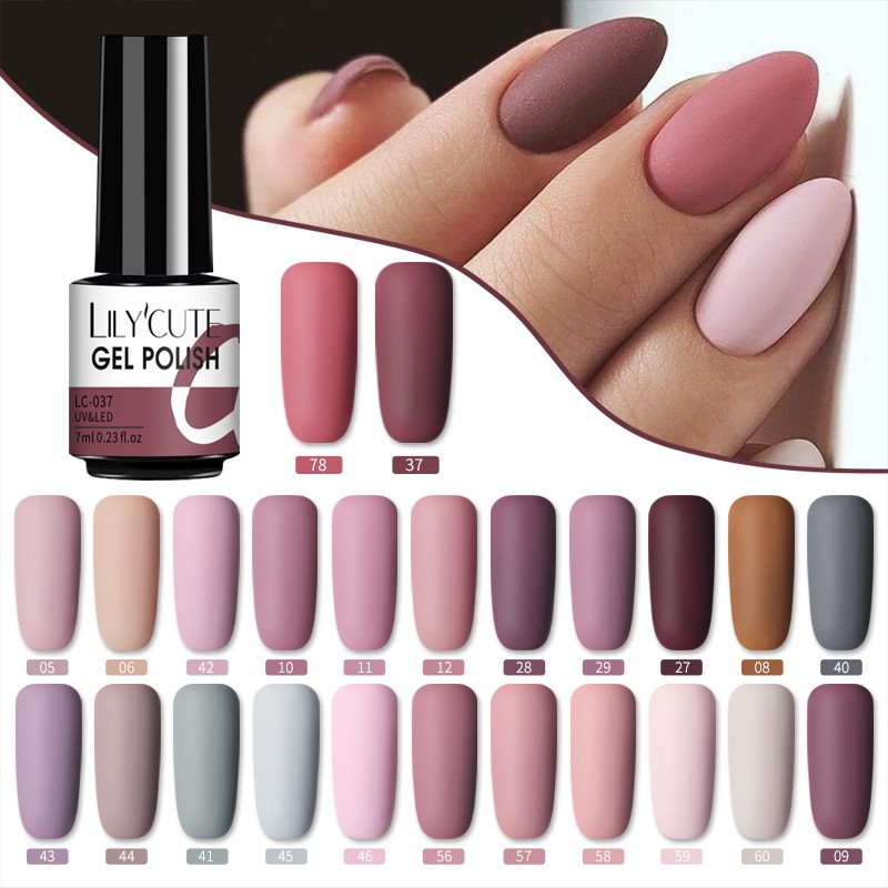 LILYCUTE 7ml UV Nail Gel Polish Autumn Winter Color Semi Permanent Matte Top Coat Necessary Soak Off UV LED Nail Art Gel Varnish