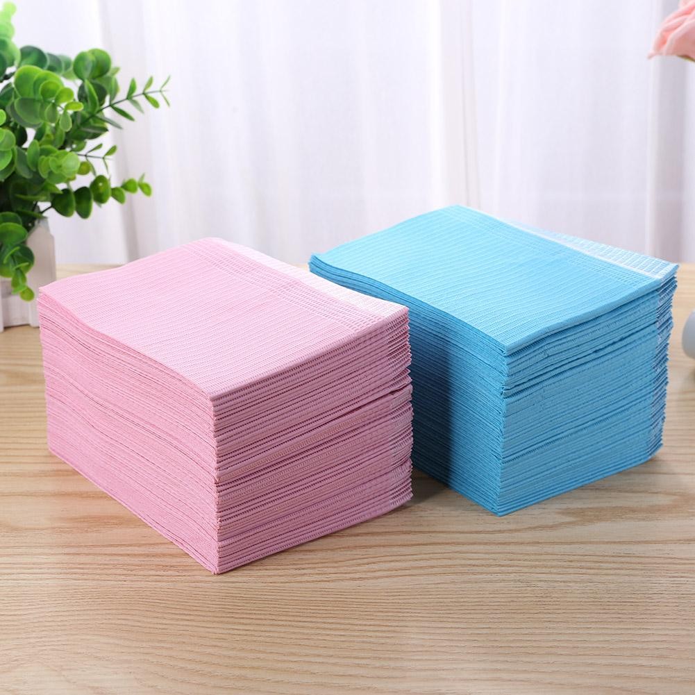 125pcs Disposable Waterproof Medical Paper Dental Hygiene Bib Napkin Wood Pulp Paper Dental Cleaning Paper