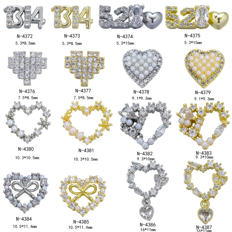 10pcs New Nail Art Love Diamond Explosion Japanese Super Flash Heart-shaped Zircon Nail Decoration Drill