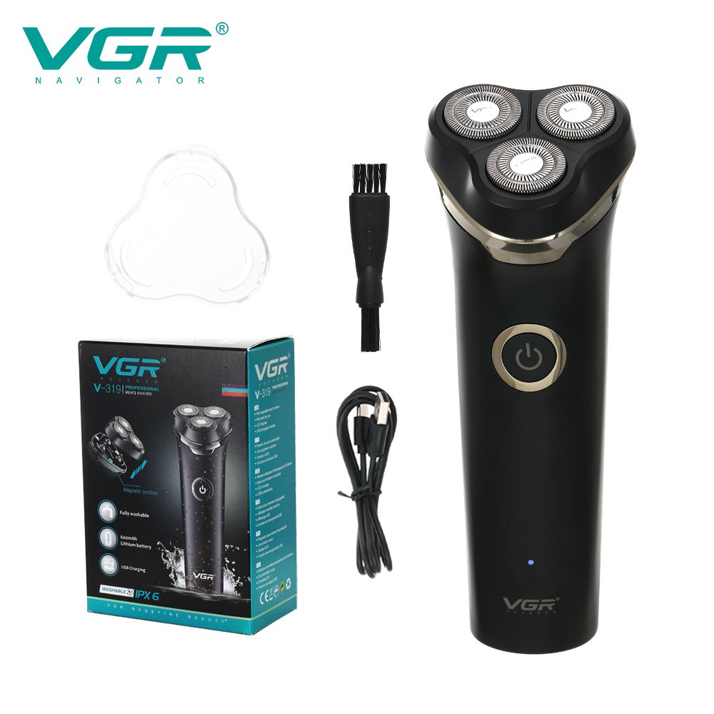 VGr New Magnetic Suction Three Head Shaver Shaver For Men Rechargeable Beard Trimmer V-319 Electric Hair Trimmer Clipper Machines