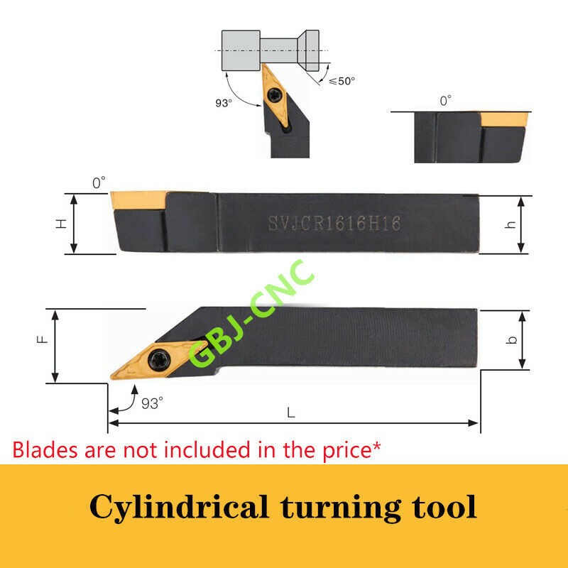 93° SVJCR SVJCL1212 1616 2020 H11K16 Cylindrical Turning Tool for VCMT (Screw)