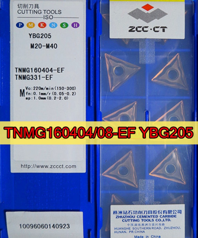 TNMG160404-EF TNMG160408-EF YBG205 100% الأصلي ZCC.CT كربيد إدراج YBG205 = M20-M40 معالجة: الفولاذ المقاوم للصدأ.