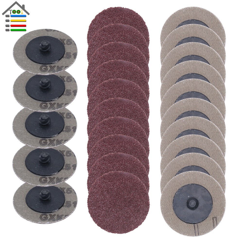 25pcs 50mm Sanding Disc For Roloc Polishing Pad Plate 2 Inch Sander Paper Disc Grinding Wheel Abrasive Tools 60 80 100 120 Grit