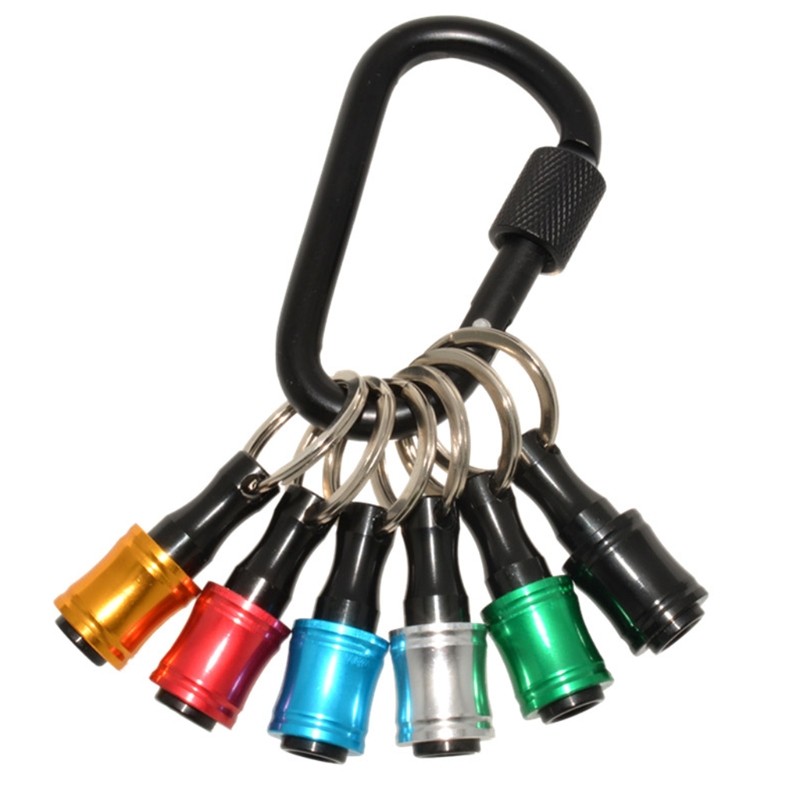 6pcs 1/4 inch head screwdriver machine bits holder extension bar screw drill adapter quick release keychain