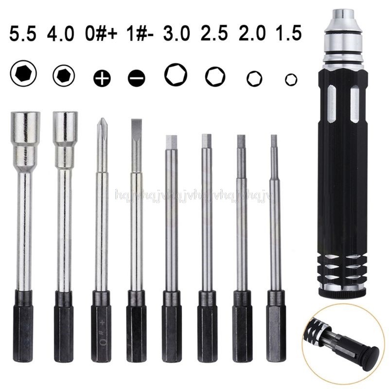 Steel 8 in 1 Screwdriver Set RC Repair Tool Kit Hexagon Socket for RC Car Drone Plane Hex Philips Screwdriver Socket Hexagonal N09 19