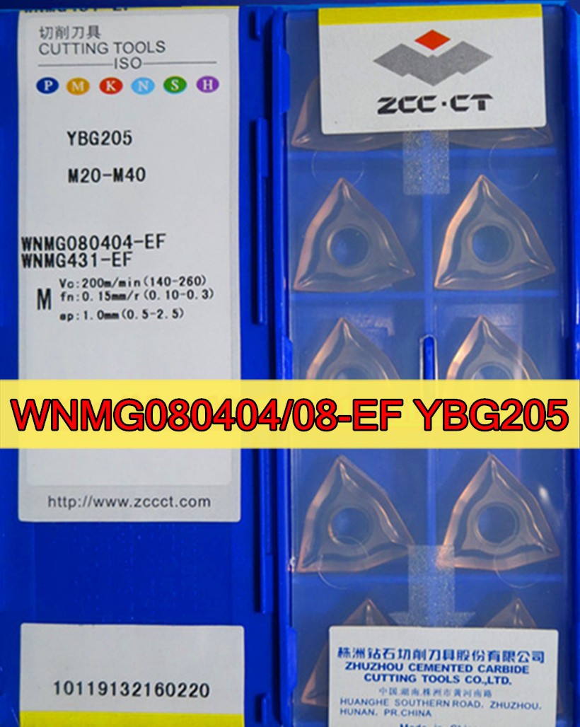 WNMG080404-EF WNMG080408-EF YBG205 10pcs/set 100% ZCC.CT Insert YBG205=M20-M40 Stainless Steel Process Free Shipping