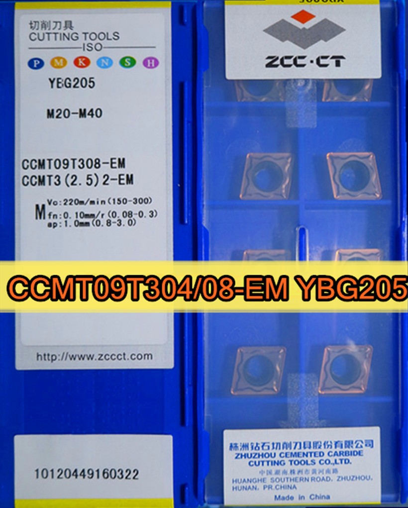 CCMT09T304-EM YBG205 CCMT09T308-EM YBG205 100% Original Zcc.ct Carbide Insert Process Stainless Steel Free Shipping