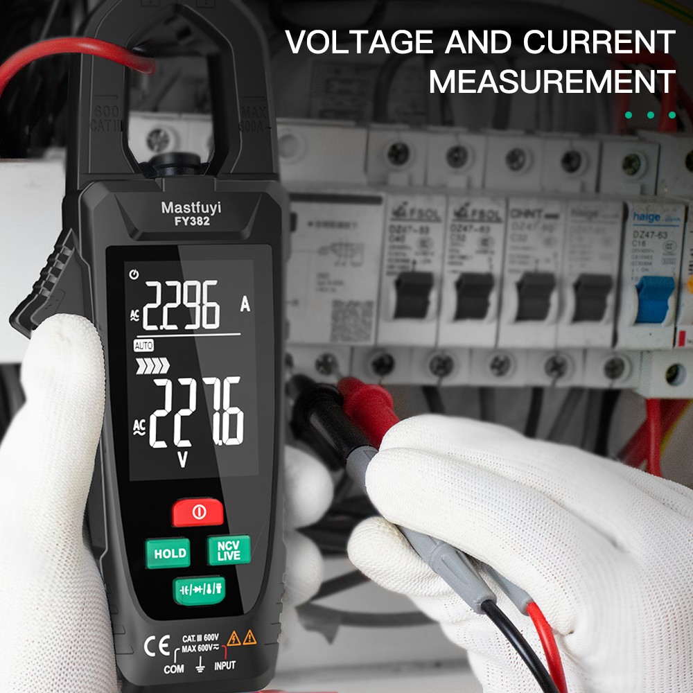 Mastfuyi Digital Clamp Meter Large Screen Multimeter 9999 Counts AC Voltage Current Capacitance Auto Error Correction Gear