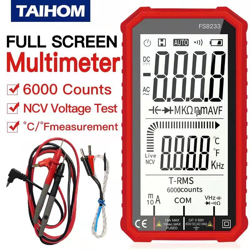 Smart Digital Multimeter 10A Current 600V Voltage AC DC LCD Display Multi Tester Doide Capacitor Frequency Temperature NCV