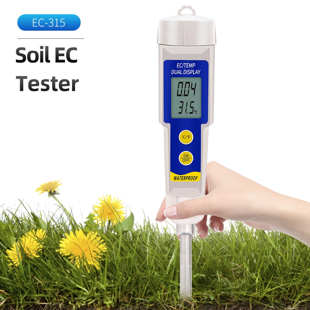 EC-315 Soil Meter 2 in 1 Soil EC and Temperature Meter Waterproof 0 ~ 4.00 mS/cm Multipurpose Conductivity Tester with ATC 50% Off