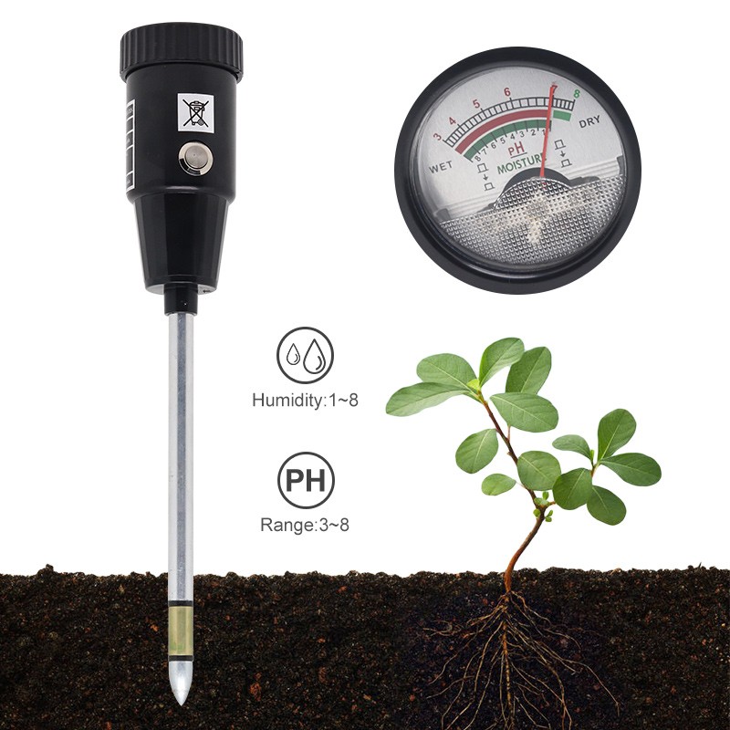 2 in 1 Soil PH Meter & Moisture Meter 295mm Long Soil pH Moisture Meter Tester Hydroponics Analyzer No Battery Needed