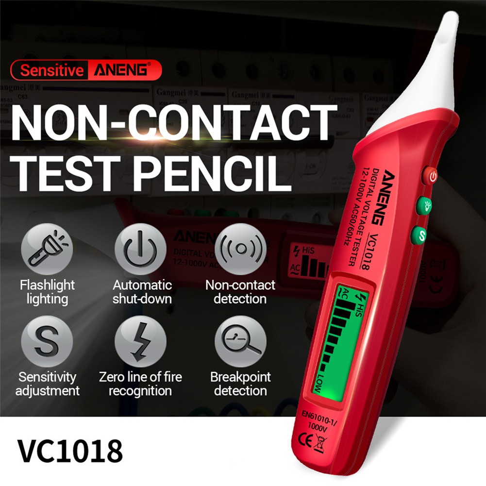 ANENG-جهاز اختبار رقمي ذكي VC1018 ، أدوات كهربائية بدون اتصال ، مستشعر ، مقياس جهد تيار متردد ، 12 فولت-1000 فولت