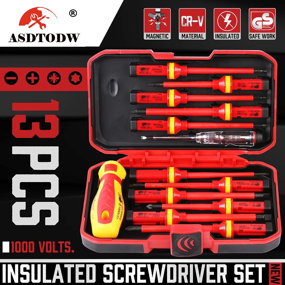 13/pcs VDE Insulated Screwdriver Set 1000V Slotted Phillips Screw Driver Kit Bits With Test Pen Electricians Hand Tools