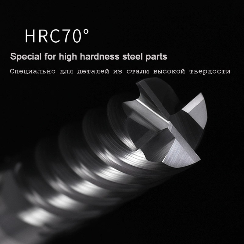 HRC 70 CNC Carbide End Mills Tungsten Ball Nose Milling Cutter Tools 2 4 Flute Degree R0.5 Router Bit 4 6 8 10mmShank Metal Router